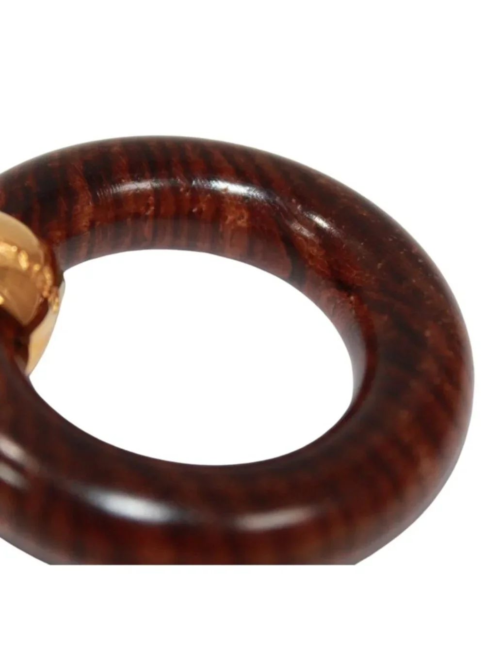 Hermes Star Charm Brown Scarf Ring Gold